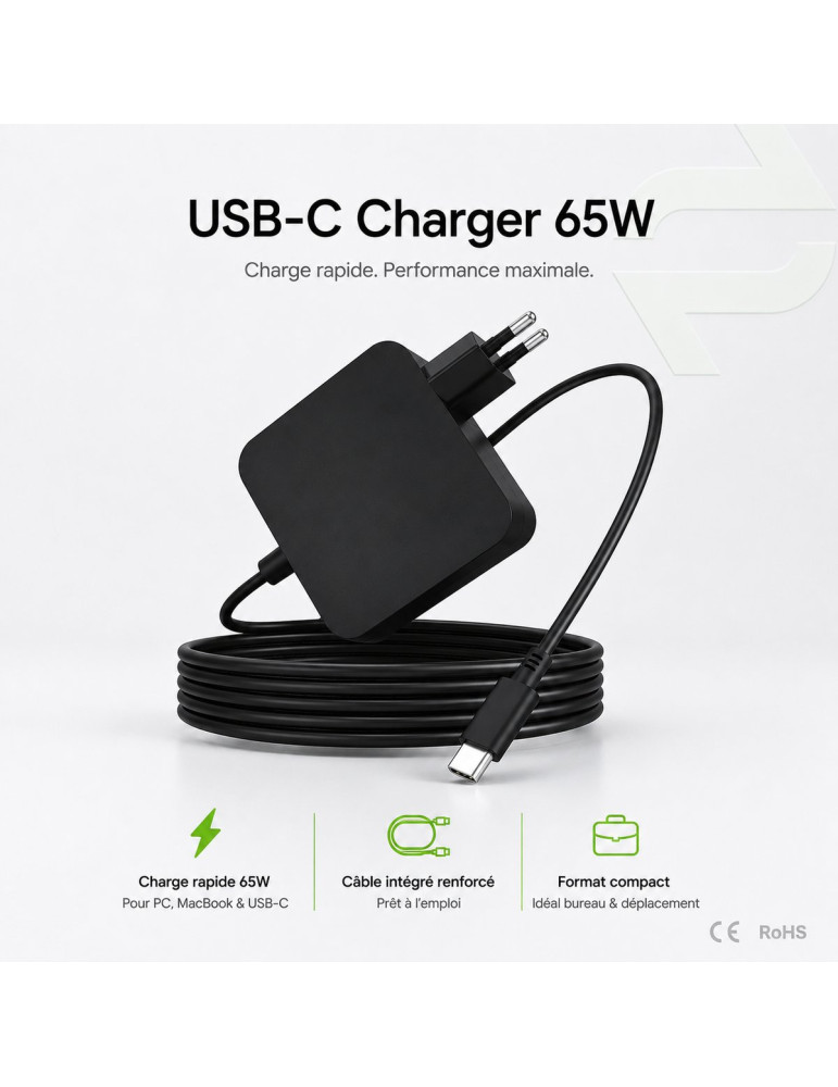 Chargeur USB-C - 65W - Neuf